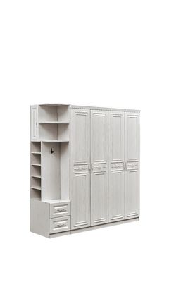 Anti Deformation ตู้เสื้อผ้าไม้สีขาว Armoire สำหรับห้องนอน Multiscene กันฝุ่น