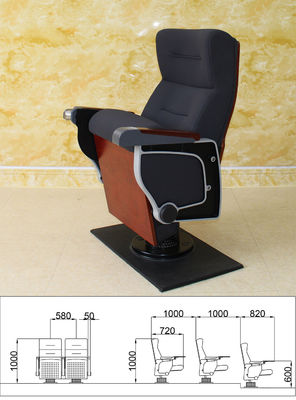 เก้าอี้โรงหนังโรงละครสีดำ Flameproof พร้อม PU Foam ความหนาแน่นสูงพับได้